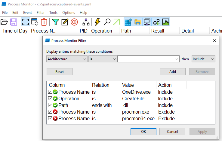 Process Monitor Filters