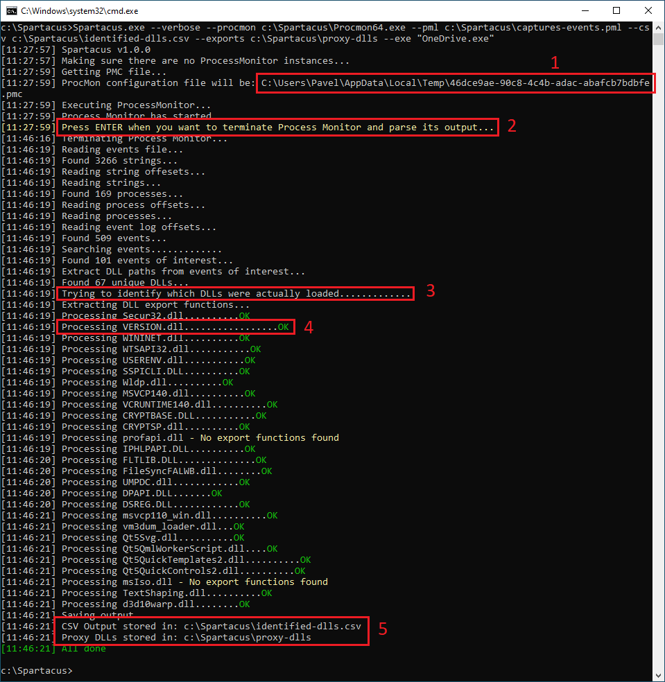 Spartacus Command Output